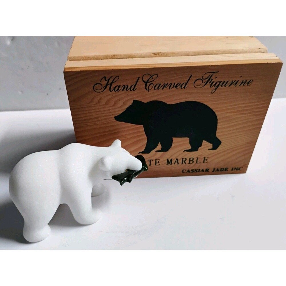 Canadian Star Marble Grizzly Bear Jade Fish Signed COA Box Gift Set Complete